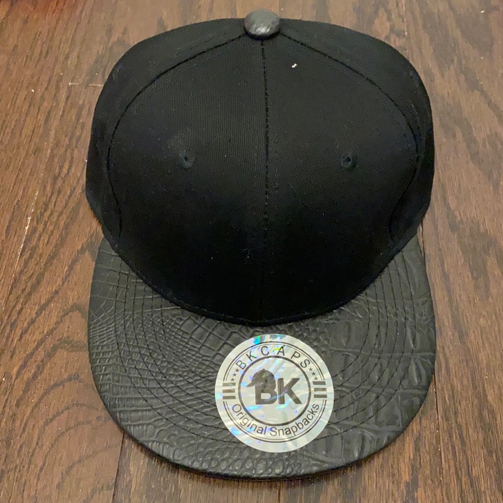 Black faux croc hat